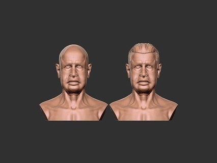 masculino cabeza 2 cara humano anatomía hombre cuerpo personas retrato busto blanco zbrush esculpir 3d modelo hombres base malla figura Arte esculturas 3d print model - Mito3D