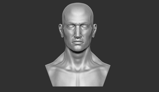 male head 3 face human anatomy man body people portrait bust white zbrush sculpt 3d model mens base mesh figure art sculptures 3d print model - Mito3D
