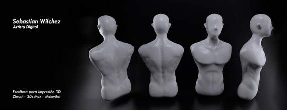 männlich körper statue torso zbrush drucken kunst skulpturen luft vesikel brustkorb sternum 3d print model - Mito3D