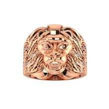 male lion ring 3dm render 3d print model rings wedding gem engagement jewellery printable jewel diamond gold jewelry sterling brilliant gents groom mens face 3d print model - Mito3D