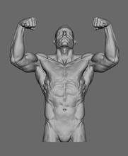 masculino pose 01 arte escultura anatomía cuerpo músculo músculos brazos torso fuerte hombre estatua imprimible cabeza cara puño personaje posando esculturas 3d print model - Mito3D