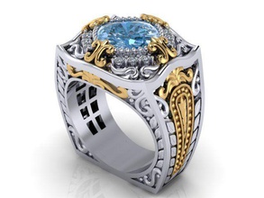 erkek yüzüğü takı altın sanat yüzük sterling Gümüş mücevher tasarım düğün nişan platin gem parlak elmas adam moda güzellik 3d print model - Mito3D