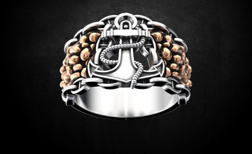 maschio anello di ancoraggio a 81 gioielli 3dprinted il design moda oro d'oro gioiello stampa printabl stampabile la prototipazione anelli argento 3d print model - Mito3D