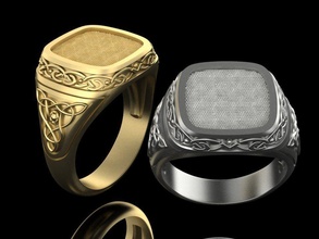 male ring celtic pattern jewellery signet gents jewelry scull printable symbol men exclusive gold jewel rings 3ds gravestone 3d print model - Mito3D