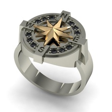 anello maschio bussola gioielli stampabile cad esclusivo la oro uomini gemma rhiho cnc gioiello argento navigazione anelli mens 3dm 3ds 3d print model - Mito3D