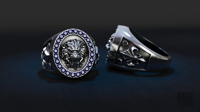 mâle anneau lion modèles modèle 3d bijoux joyau mens de l'anneau or d'argent les schémas l'impression la stéréolithographie sculpter luxe pierres précieuses ornement conception cire imprimable style le sceau anneaux 3d print model - Mito3D