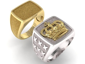 maschio sigillo della corona gioielli anello vintage stampabile in filigrana uomini esclusivo gioiello anelli 3dm 3ds stl oro alta poligonale lucente argento 3d print model - Mito3D