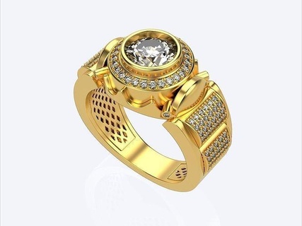 masculino sinete homens anel pedras joalheria argolas imprimível ouro prata diamante jóias jóia luxo noivado Casamento 3d impressão gema 3d print model - Mito3D