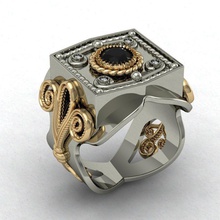 maschio anello con castone orientale gioielli sigillo vintage stampabile uomini esclusivo gioiello anelli 3dm 3ds stl oro 3d print model - Mito3D