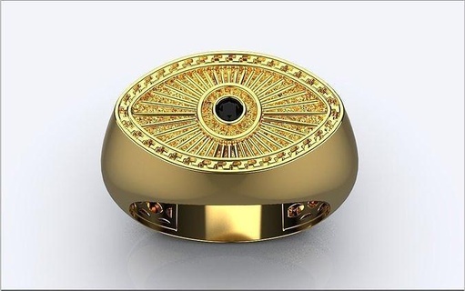 maschio sigillo squillare occhi gioielleria anelli egiziano stampabile oro occhio gioiello argento 3d Stampa sterlina massonico 3d print model - Mito3D