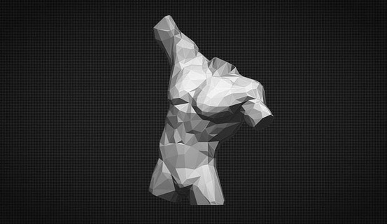 Masculin torse faible poly polygone bas lowpolyart lowpoly 3dprint géométrique polygonal statue imprimable homme Humain corps anatomie musclé musculature art sculptures 3d print model - Mito3D