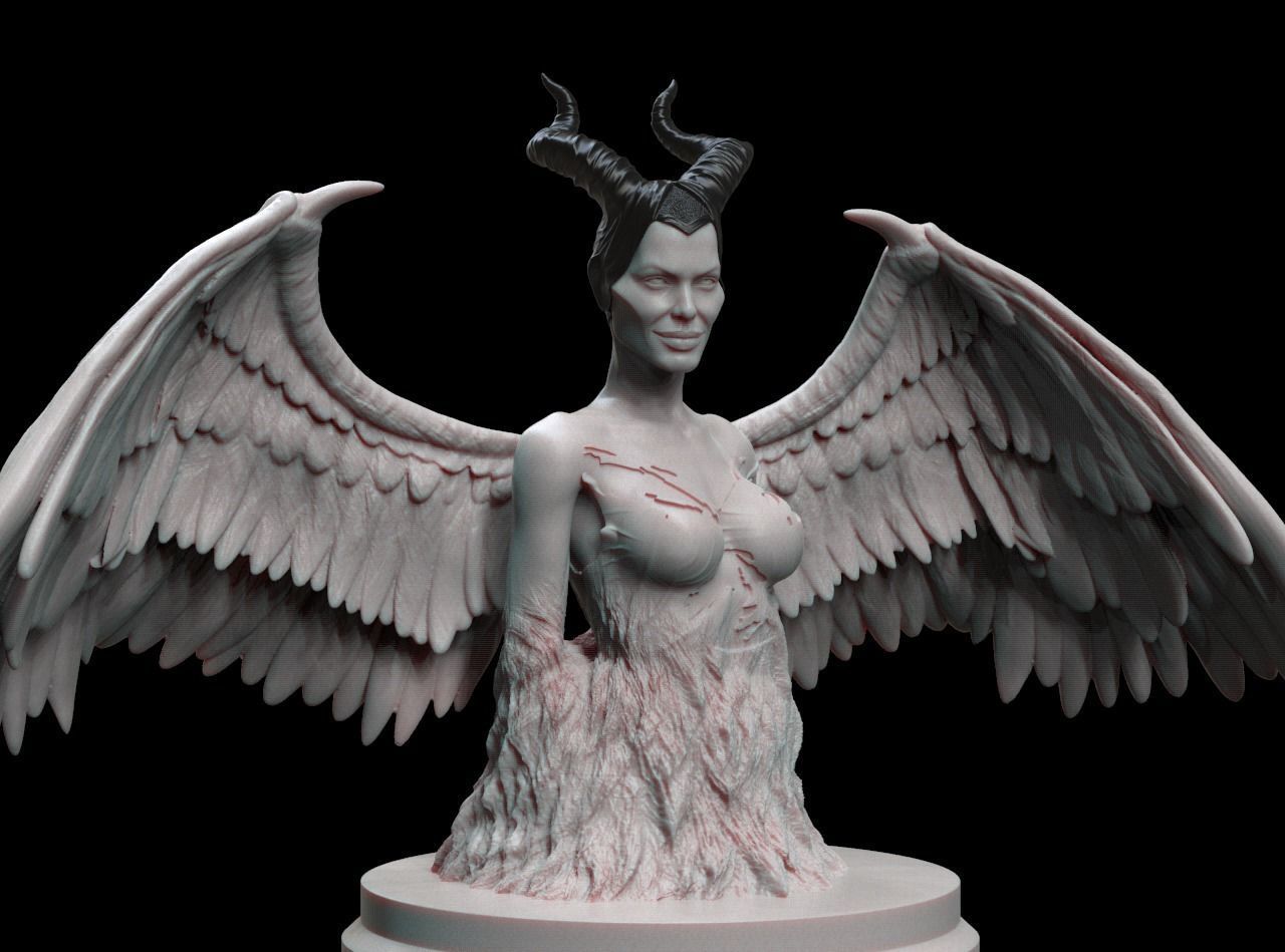 maléfique 3d buste angelina jolie disney stl impression art sculptures 3D print model - Mito3D