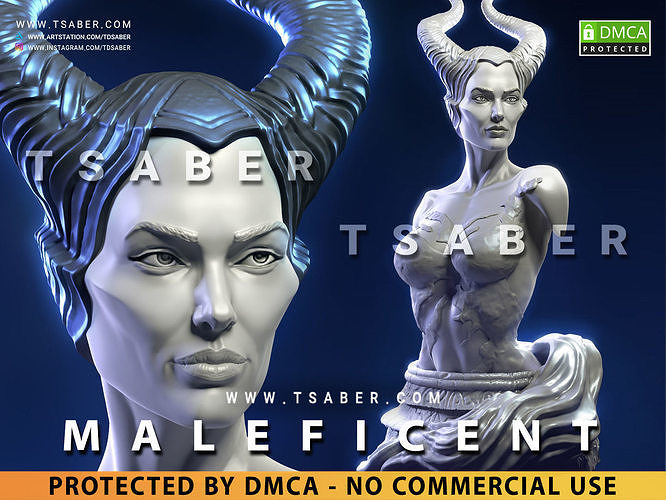 maléfico fracasso angelina jolie fantasia sombrio fêmea personagem disney fada conto escultura estátua mulher arte esculturas 3D print model - Mito3D