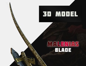 malenias lâmina 3d modelo pequena espada mão cosplay planta impressora jogos suporte dimensional digital obj patrão laminado arma 3d print model - Mito3D