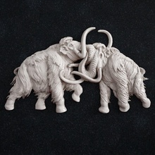 mammoth two woolly mammoths fighting elephant animals animal statue nature sculpture art sculptures jewelry pendant gold ring 3d print model - Mito3D