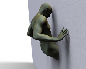 man coming out of wall inspired by matteo pugliese art piece sculpture contemporary sculptures 3d print model - Mito3D