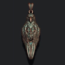 man eagle pendant jewellery nature head necklace jewelry angry wild animal male boy men bird fly gold jewel predator ring silver pendants 3d print model - Mito3D
