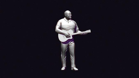 hombre guitarra imprimible planteado realista figurilla miniatura juguete artista cantante música canción popularidad miniaturas figuritas jugador eléctrico musical juegos juguetes 3d print model - Mito3D