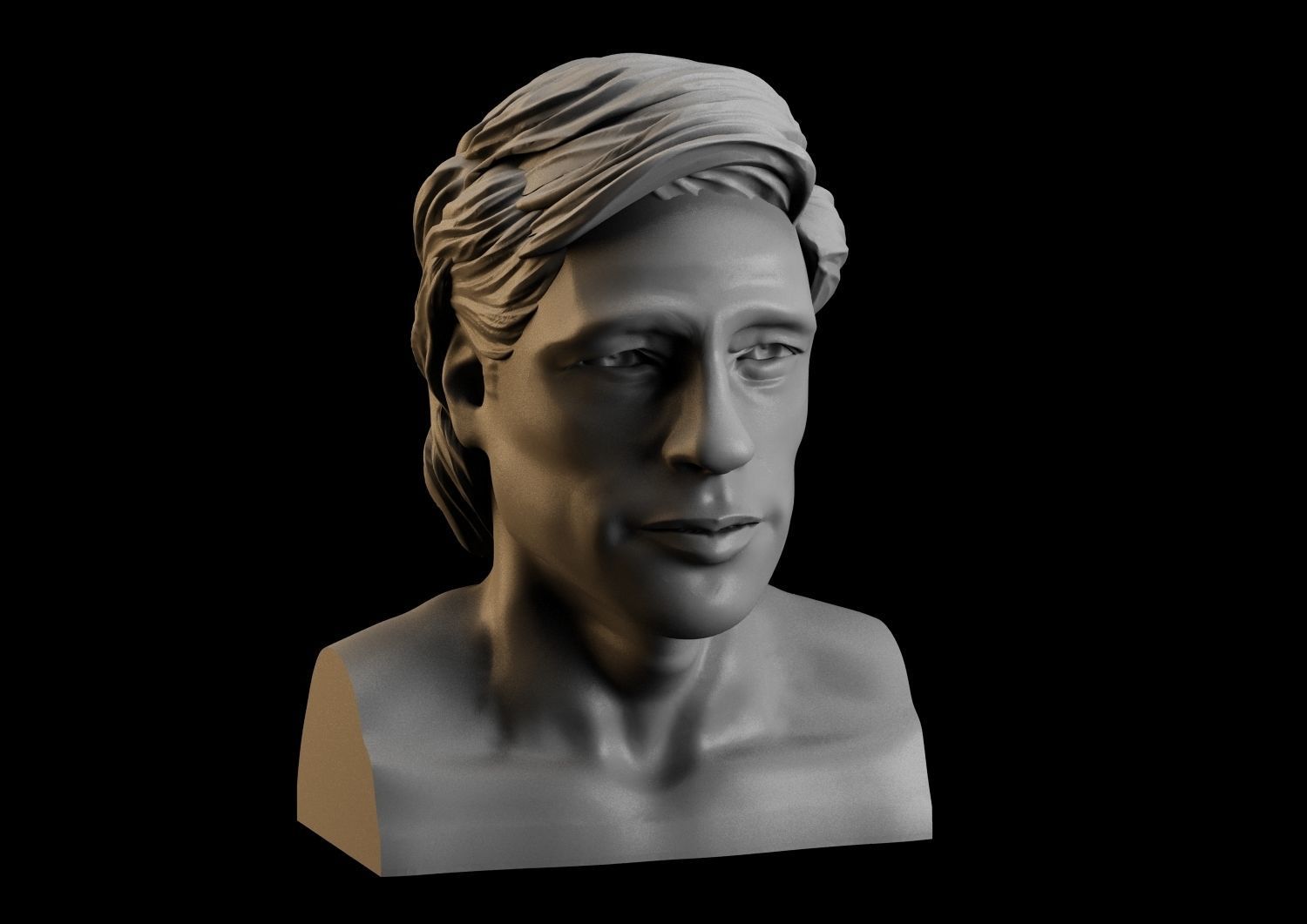 homem cabeça fracasso escultura retrato estátua realista 3dprinting 3dsculpt sidnaique arte esculturas bradpitt brad pitt 3D print model - Mito3D