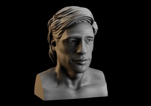 man head bust sculpture portrait statue realistic 3dprinting 3dsculpt sidnaique art sculptures bradpitt brad pitt 3d print model - Mito3D