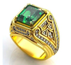 man ring jewelry jewellry gold emerald rings 3d print model - Mito3D