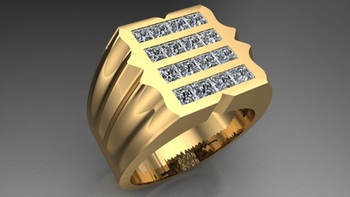 ring männer gold silber mode druckbar schmuck platin brillant schönheit rechteck diamant kleidung saphir sterling 3d luxus zee ringe 3d print model - Mito3D