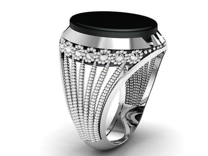 man ring selver gold human men stone size fashon male silver diamond woman mens shining jewelry printable precious rings 3d print model - Mito3D