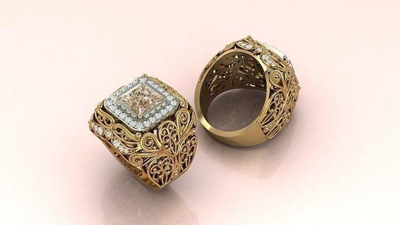 man ring mens jewelry gold printable jewel gem diamond fashion beauty print princess brilliant rings 3d print model - Mito3D