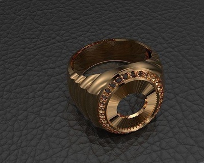 hombre anillo oro diseño joyería joya diamante imprimible libra esterlina plata anillos 3d print model - Mito3D