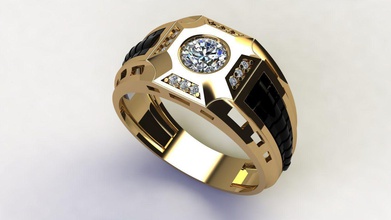 l'homme de l'anneau la croix-noire blackring noir ruby or crossring mode bijoux d'argent luxe le diamant rodium imprimable gem les anneaux 3d print model - Mito3D