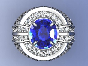 homem anel de diamante com safira azul jóias gem ouro whitegold anéis 3d print model - Mito3D