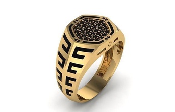 man ring enamel diamond luxury platinum jewelry gold printable silver black white rings 3d print model - Mito3D
