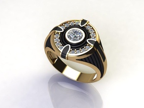 man ring enamel gems men jewelry silver gold steel chrome rodium luxury shining black printable diamond briliant stainless rings 3d print model - Mito3D
