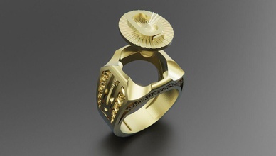 man ring guitar gold desing silver instrument symbol geometric shape printable jewelry rings 3d print model - Mito3D