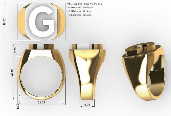 homme bague modèle initiale abcdefg anneaux bijoux diamant engagement gemme or mode brillant mariage beauté sterling saphir 3D print model - Mito3D
