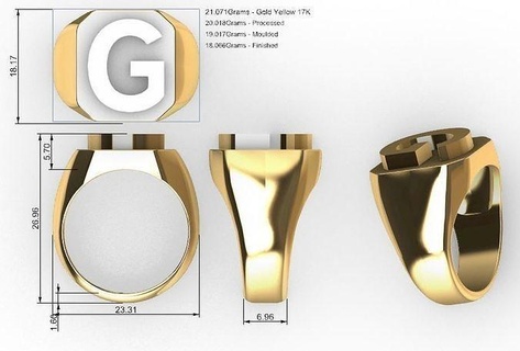 man ring model initial abcdefg rings jewellery jewelry diamond engagement gem gold fashion brilliant wedding beauty sterling sapphire brillant 3d print model - Mito3D