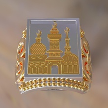 uomo anello di una moschea musulmana gioielli oro argento diamante gemma gioiello stampabile 3dmodel prototipo brillante 3dprint cnc fresatura la stampa manring musulmano islamica anelli 3d print model - Mito3D