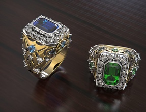 man ring stones jewelry gem gold silver engagement ornaments sapphire jewel diamond carat fashion rubin rings 3d print model - Mito3D