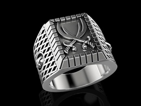 o homem do anel jóias crânio espada piratas pirata imprimir 3dprinted printable anéis design jóia de ouro printabl impressão prototipagem prata motociclista 3d print model - Mito3D