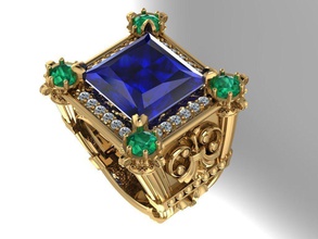 l'uomo anelli gioielli fasion oro diamante argento stampabile speciale motivo stordimento disco di platino anello diamanti gemma 3d print model - Mito3D