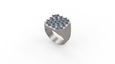 uomo sigillo squillare diamanti 10 5 oro gioiello gioielleria argento stampabile diamante moda solitario zaffiro rubino anelli 3d print model - Mito3D