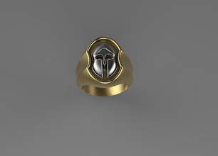 man spartan ring shield gold art signet military silver printable jewelry rings 3d print model - Mito3D
