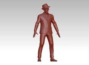 homem in terno chapéu moda figura elegante arte esculturas trabalhando negócios masculino roupas roupa calça loja estátua homens beleza pessoa blazer 3d print model - Mito3D