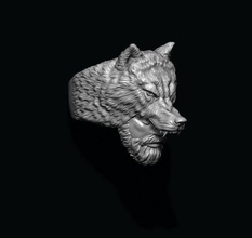 man wolf ring jewellery pendant jewel male tiger panthere pantere puma bengal nature head woman angry roaring wild animal indian wolfhead jewelry rings 3d print model - Mito3D