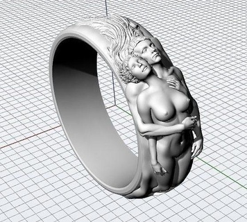 hombre mujer anillo Anillo erótico magerit Adán Eva Frío oro plata enorme cuerpo joyería joya anillos 3d print model - Mito3D