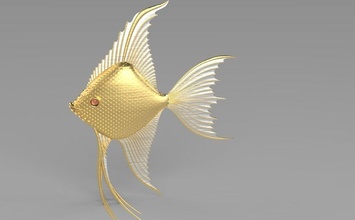 manacapuru angel fish marine underwater sea ocean gold animal silver pendant brooch jewelry decorate gemstone pendants 3d print model - Mito3D