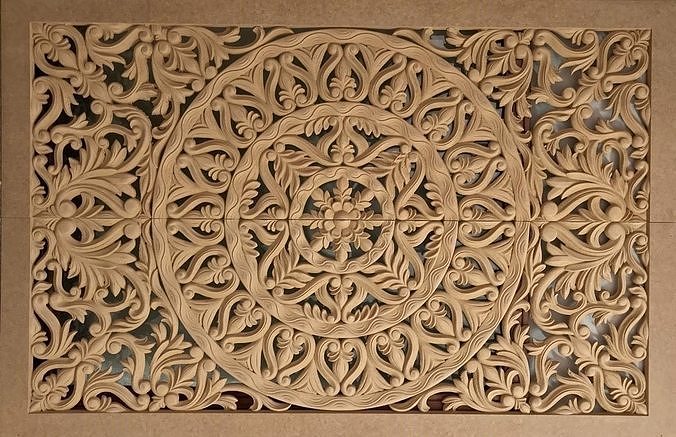 mandala art carved rectangular 3d cnc pattern decor decoration interior architectural design ornament flower jewelry ornamental furniture carving house 3D print model - Mito3D