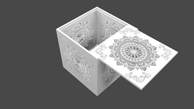 mandala fantasia scatola retrò chimica atomo microscopico antico ornamento sollievo scolpito classico reticolo arte sculture casa arredamento bianca coperchio scorrevole futurismo 3d print model - Mito3D