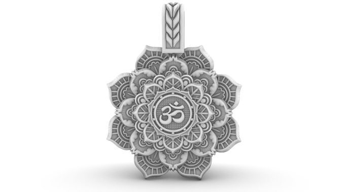 mandala pingente 3d impressão modelo budismo fácil ioga meditação flor Tibete lótus mantra lebre cristna crist Jesus arte ornamentado medalha joalheria pingentes 3D print model - Mito3D