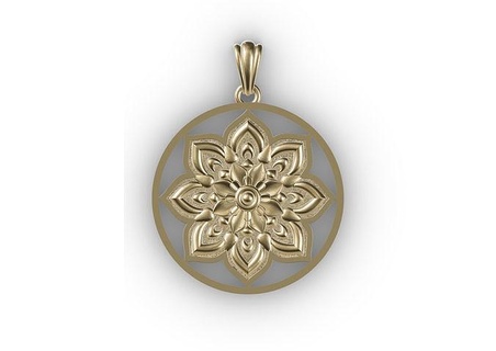 Mandala runden Anhänger Silber Schmuck Gold Halskette Sterling Buddha Motiv 3d print model - Mito3D